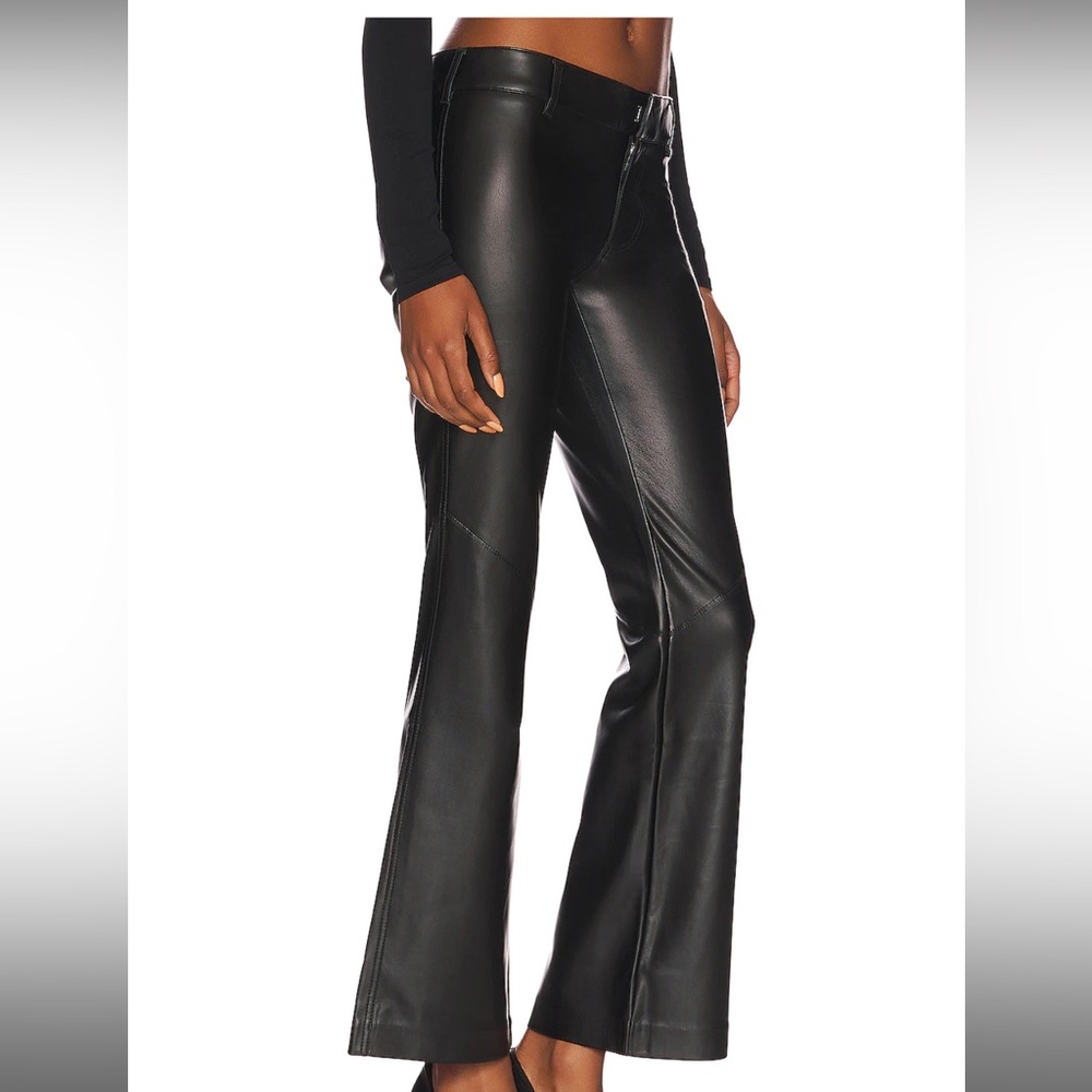 Free People Love Language Low-Rise Slim Faux Leather Flare Pants - Picture 2 of 4